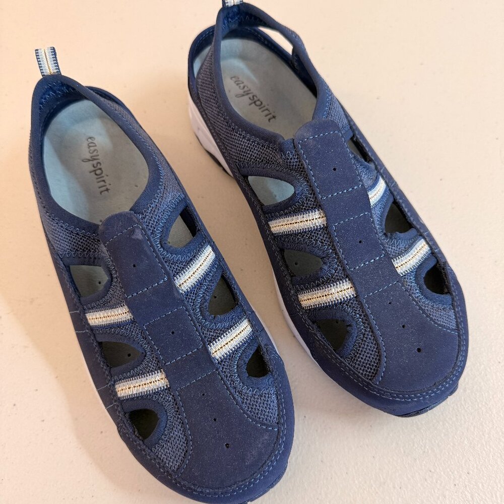 Easy Spirit Airflow Sandals Women’s 8W Nautical Blue Comfort Walking Shoes